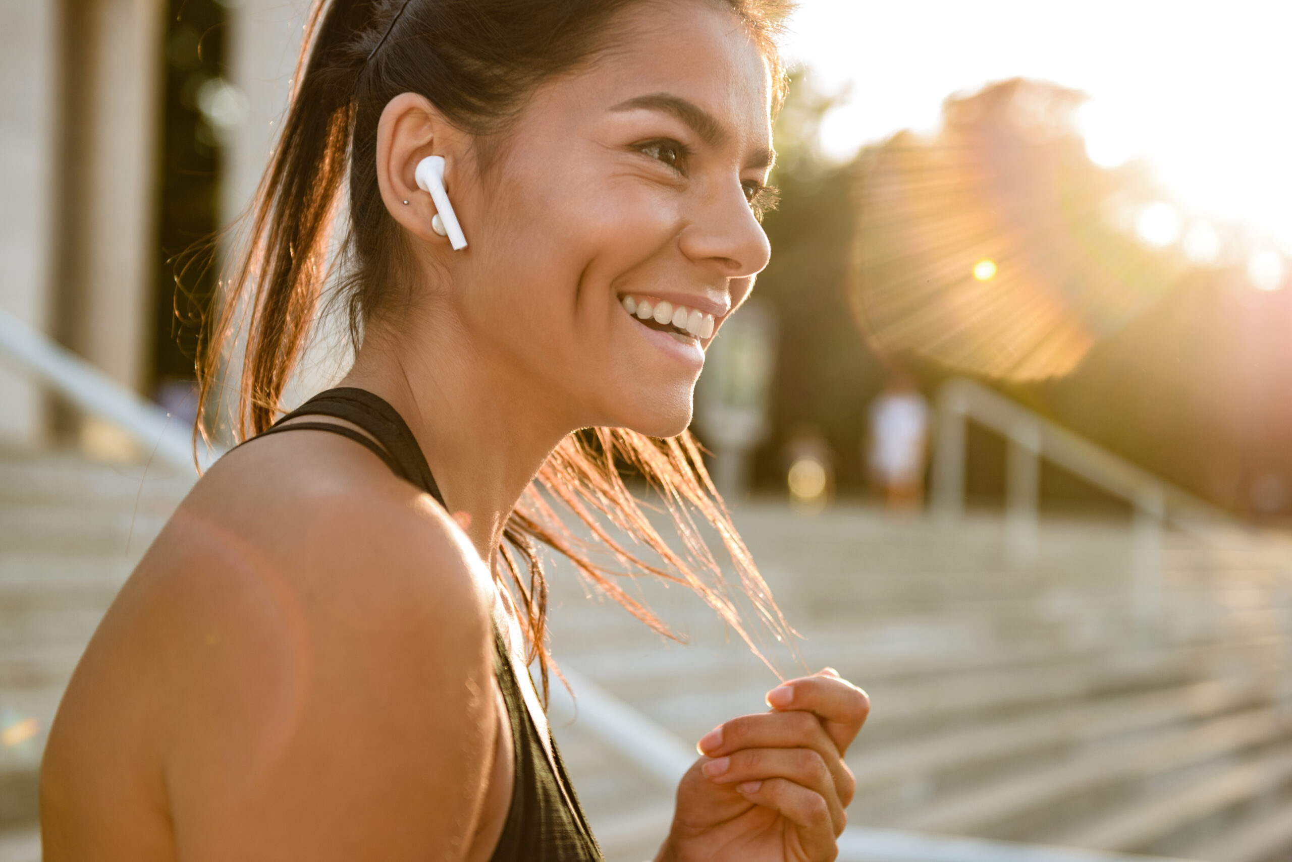 Woman with earphones